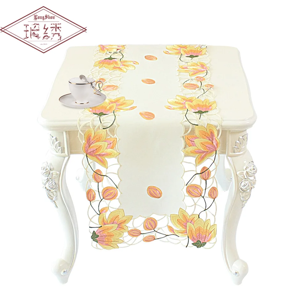 Новинка украшение для дома Европейский Вышитый Чехол стола белая атласная