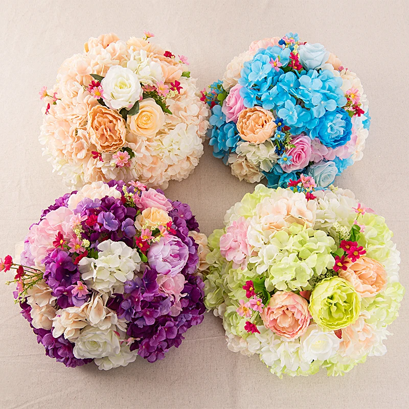 

Artificial Hydrangea Peony Flower Ball Multicolor Road Lead Wedding Flower Bouquet Hotel Background Wall Decor Party Supplies