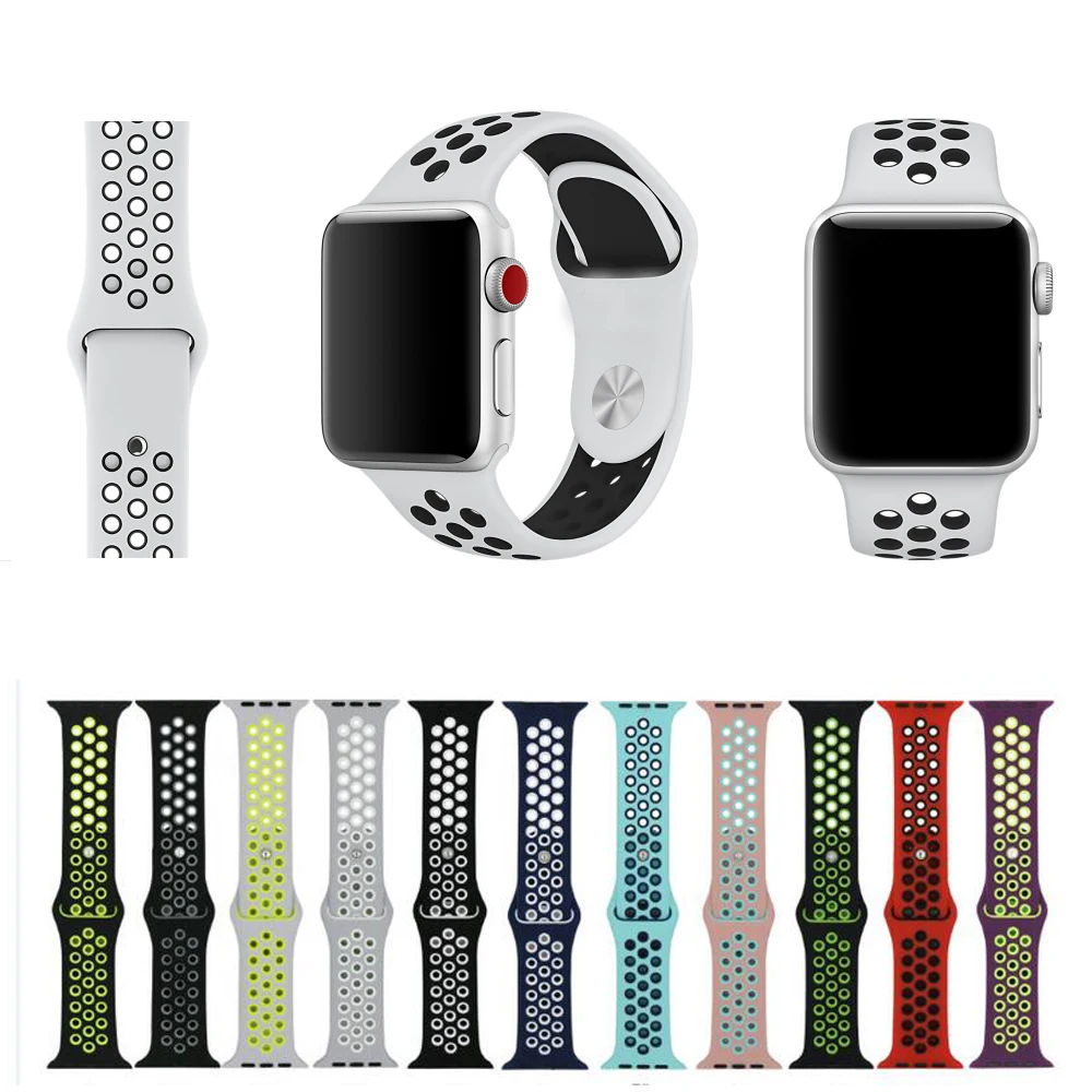 BUMVOR силиконовый ремешок для наручных часов Apple Watch версии 40/44/42/38 мм iwatch Nike мл