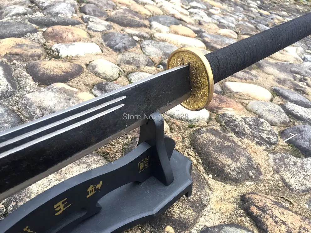 Прочный Длинный Китайский Меч WuShu Broadsword KungFU Dao острый меч T1090 черное лезвие из