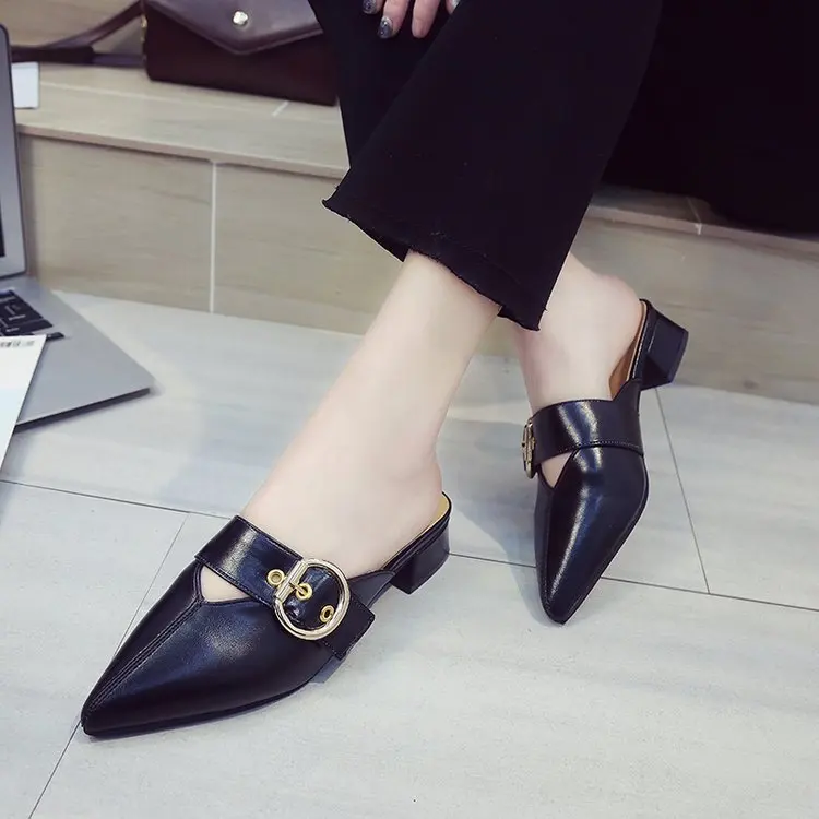 Шлепанцы женские с закрытым носком пляжная обувь на платформе круглый каблук