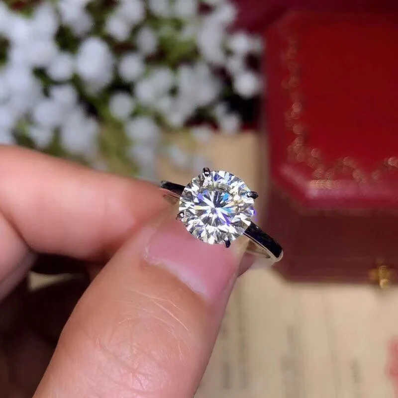 Кольца с муассанитом Super whit 1ct 2ct 3ct VVS Сердца и стрелы женские кольца невесты 925 пробы серебряные ювелирные изделия#202 - Цвет камня: 2 Carats