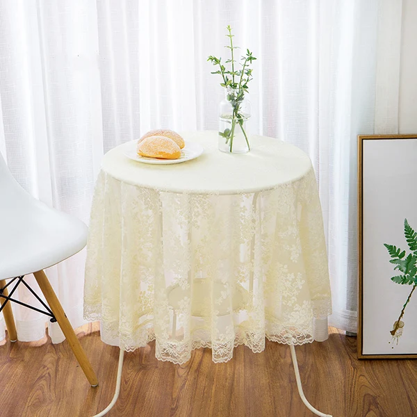 Cream-Coloured Европейский стиль, Круглый кружевной скатерти, 1 шт., романтическая Скатерть для свадьбы, домашний декор, 3 цвета, мягкая скатерть, 7 размеров - Цвет: Cream-Coloured