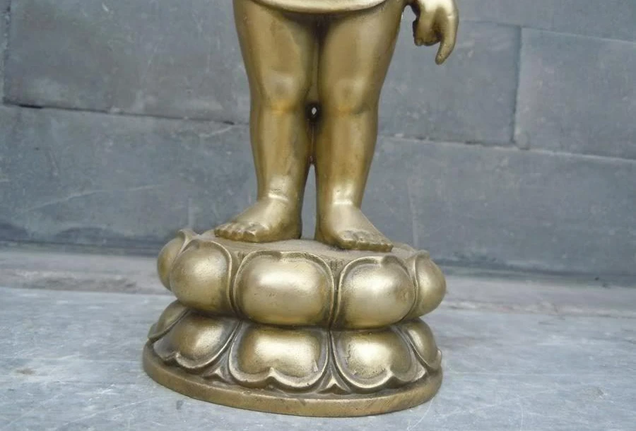 Китайская медная латунная буддистская Статуэтка 11 дюймов | Дом и сад