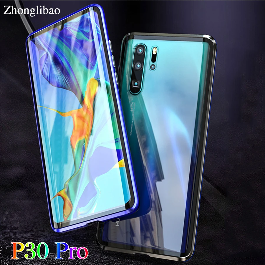 Роскошный Магнитный адсорбционный металлический чехол для Huawei P30 Pro P30pro Etui 360