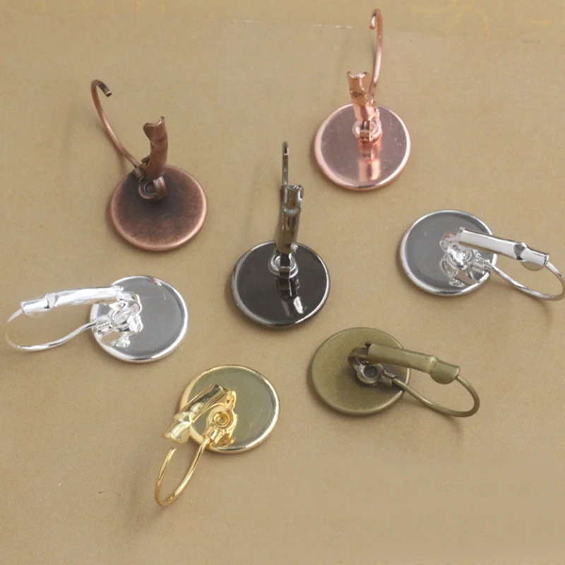 10pcs/lot 12mm Classic Color Series French Lever Back Earrings Base glass cabochons buttons earring bezels jewelry findings | Украшения и