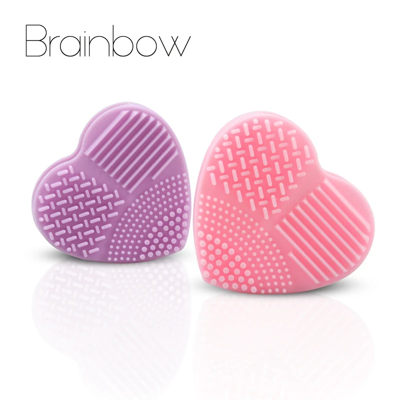 Brainbow 1 шт. в форме сердца, силиконовая Кисть для макияжа, щетка для мытья, мягкая перчатка, скребок, доска для косметики, инструменты для очистки макияжа