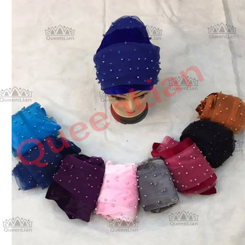 2017 модные эластичные Бандана с жемчугом в африканском стиле для женщин |