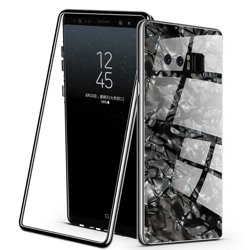 Покрытый магнитным 360 Защитный стеклянный мраморный чехол для samsung Galaxy S9 S8 S10 Plus Note 9 8 S7 Edge S10e с передней мягкой пленкой