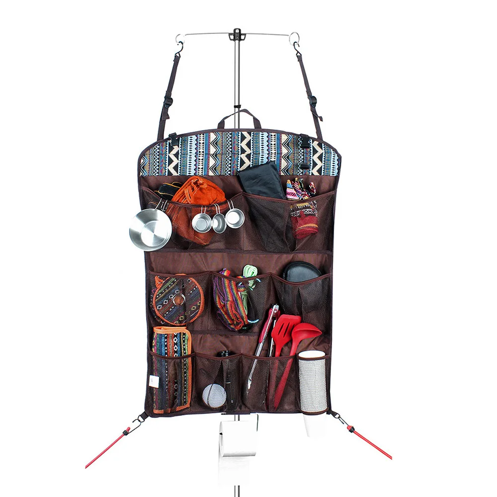 

Outdoor Hanging Storage Net Pockets Travel Camping Tent Tools Foldable Storage Bag Household Wall Hanging Bag