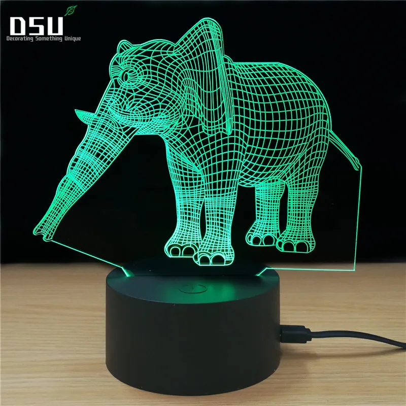 Удивительные 3D иллюзия слон светодио дный ночники с 7 цветов лампа как украшение