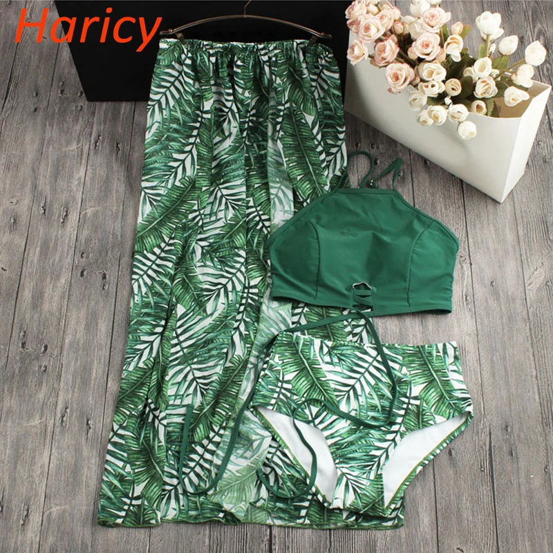Сексуальный бандо Бикини 2018 новый зеленый лист бикини купальник Пушап женский