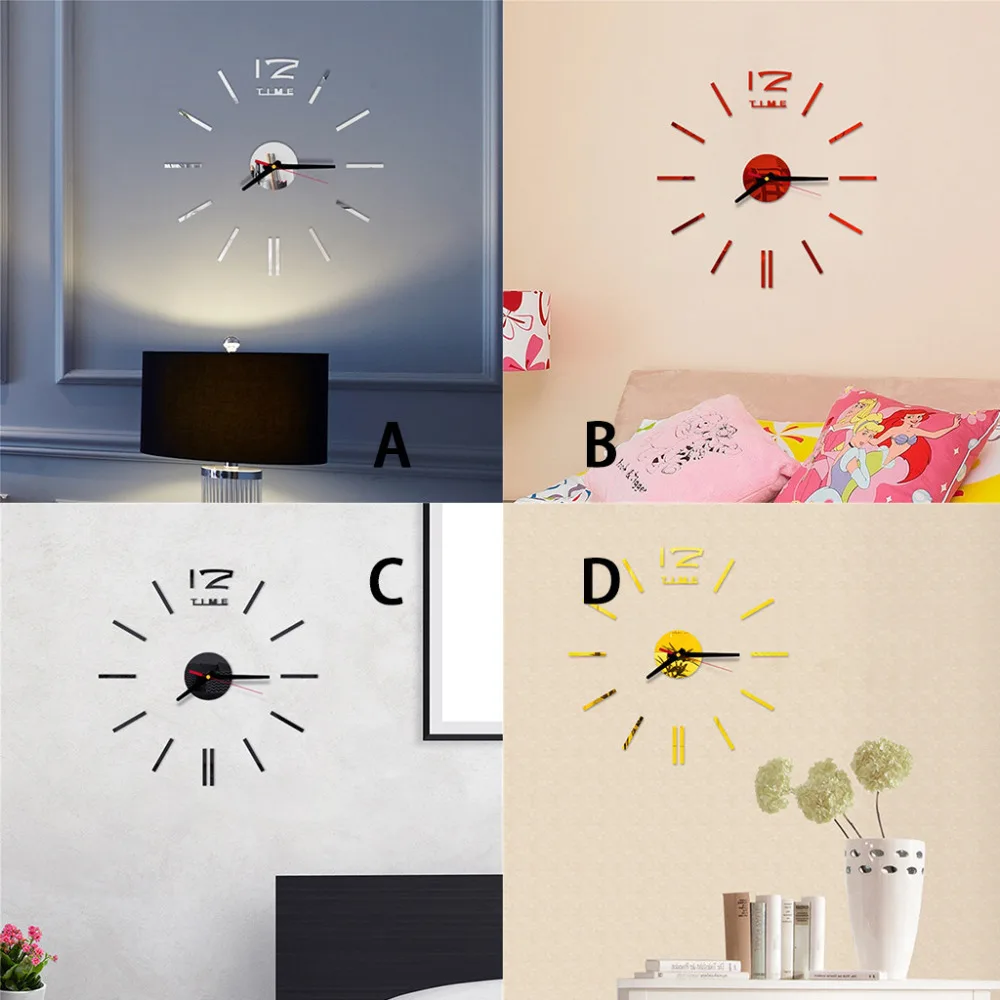 3d настенные часы дизайнерские акриловые зеркальные наклейки аксессуары для