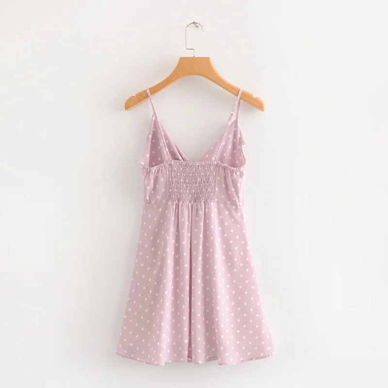 2018 женское винтажное сексуальное платье в горошек с бантом мини на бретельках