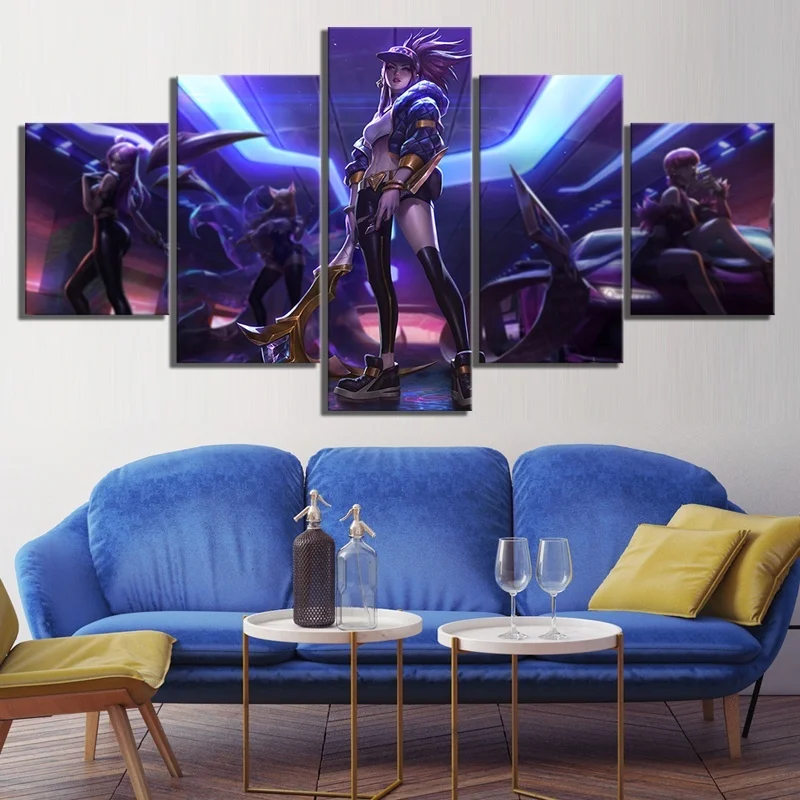 5 панелей Холст Картина Лига Легенд KDA Akali фотографии домашний декор настенная
