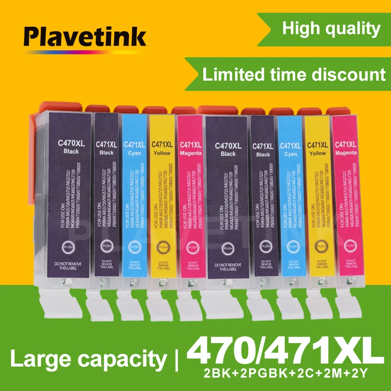 Plavetink 10 шт. чернильный картридж для Canon 470 PGI470 PGI-470 для Canon PIXMA MG5740 MG6840 MG6840 MG 5740 TS5040 чернила для принтера