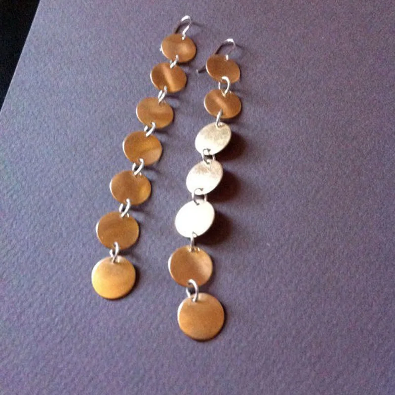 Круглые блестящие женские длинные висячие серьги 2018 модные украшения с