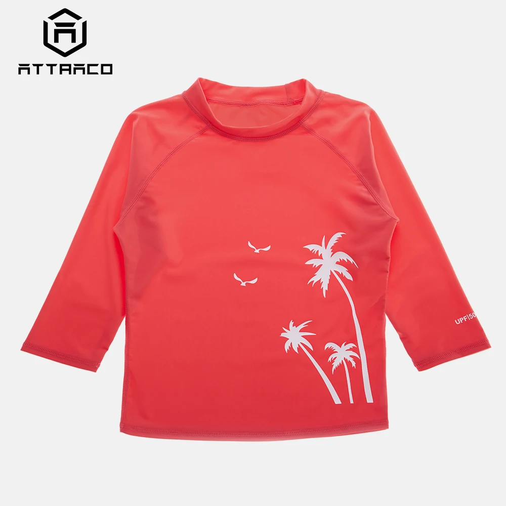 

Attraco Children Rash Guard Swimsuit Boys Long Sleeve Top Sports Swimwear Print UPF 50+ Rashguard Swimming Shirts Bathing Suit