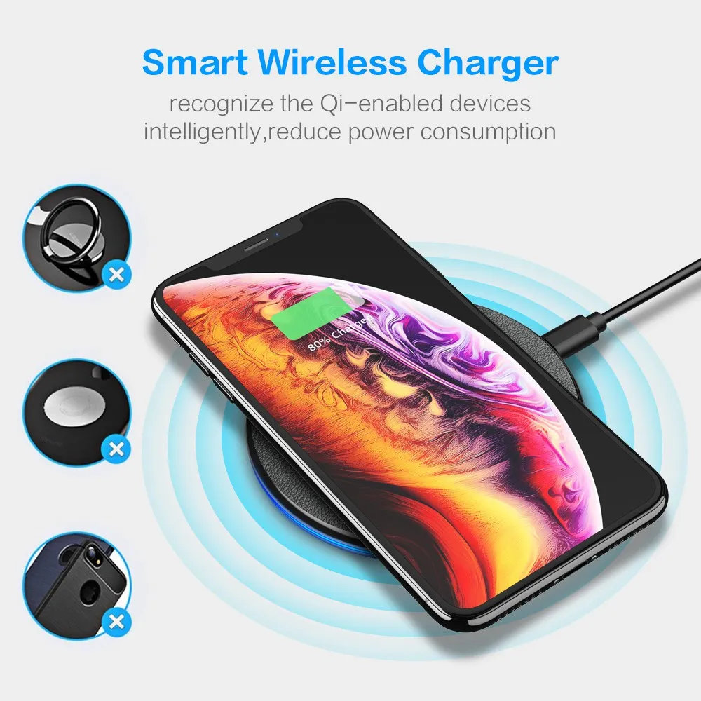 KISSCASE 5 Вт Qi Беспроводное зарядное устройство для iPhone X Xs MAX XR 8 USB Pad Быстрая зарядка