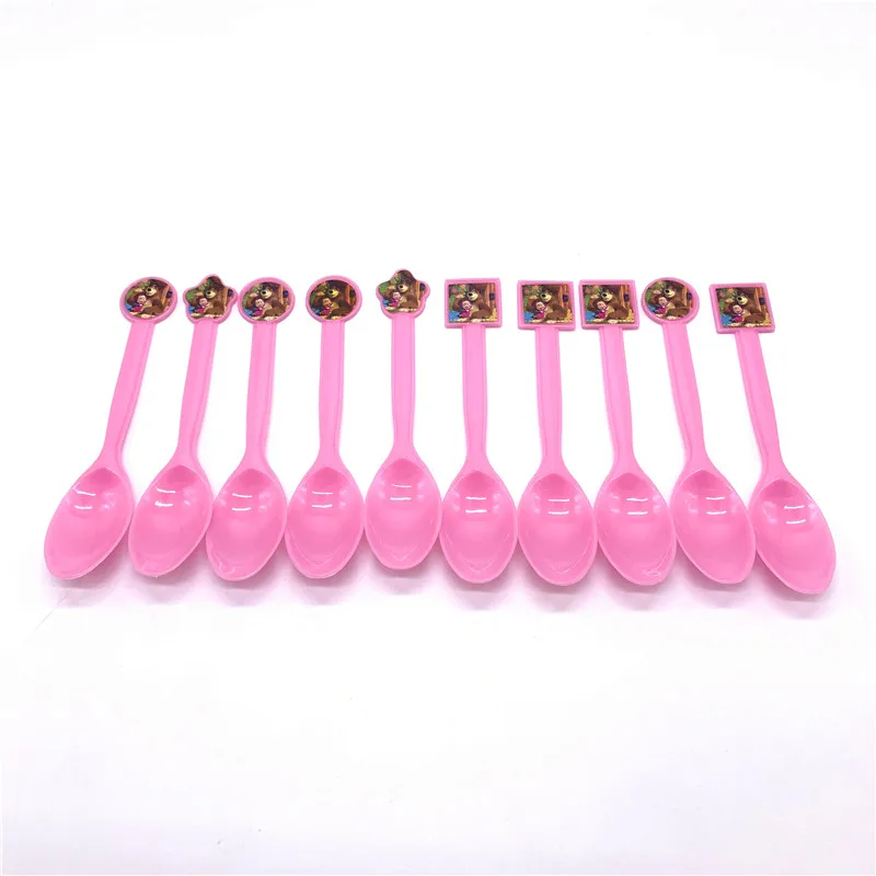 Spoons-10pcs 1 шт., сумка на шнурке с изображением Маши и медведя для девочек, дорожная посылка для хранения, школьные рюкзаки с героями мультфильмов, детские подарки на день рождения - Цвет: Spoons-10pcs