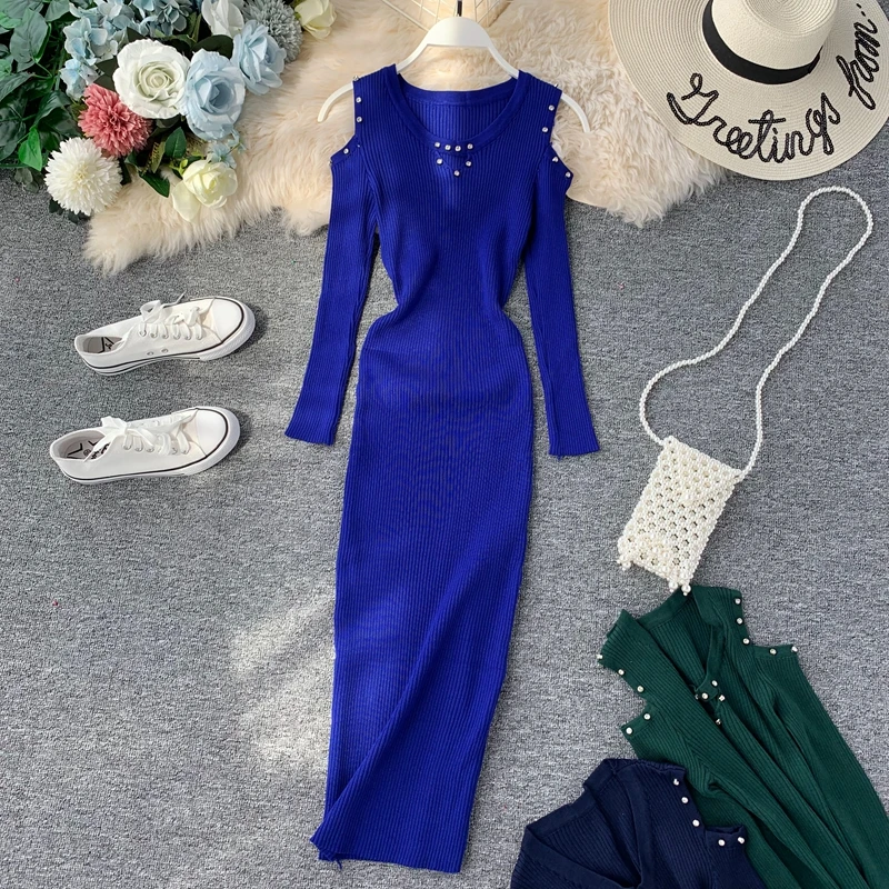 Женское трикотажное платье ALPHALMODA однотонное до середины голени с прозрачным