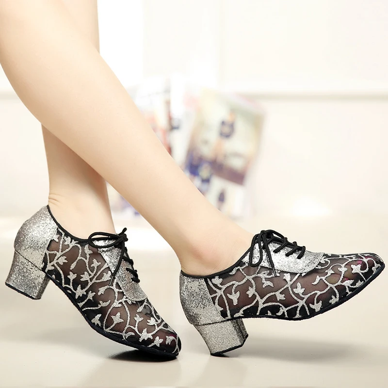 Женские туфли для латиноамериканских танцев DILEECHI весенне-летние сетчатые на