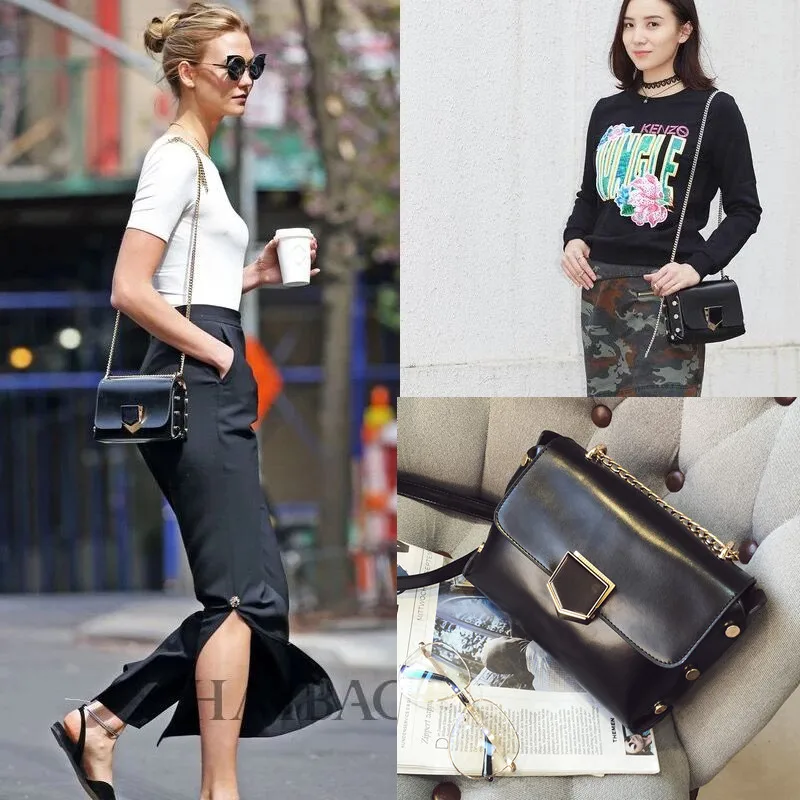 Сумка знаменитости мода стиль сумки женский цепь сумка заклепки Crossbody