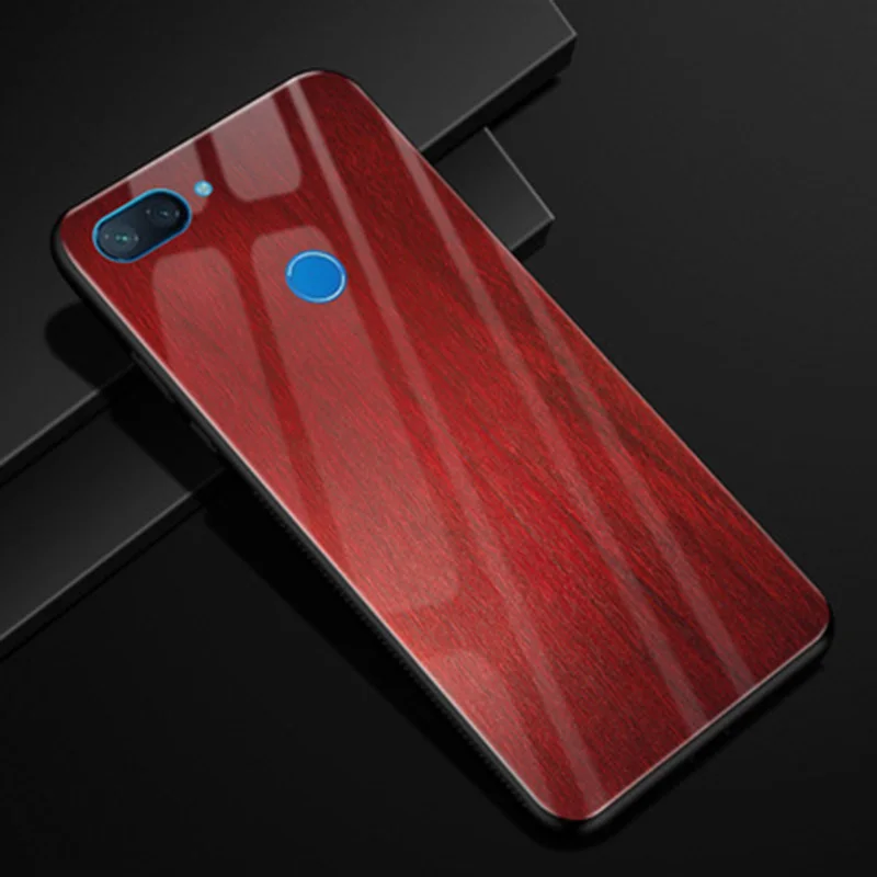 6 26 &quotДерево стильное закаленное стекло чехол для xiaomi mi 8 lite силиконовая рамка