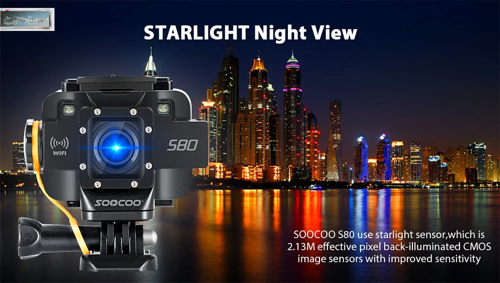 SOOCOO S80 экшн камера Водонепроницаемая мини видео встроенный wifi Спортивная DV Starlight