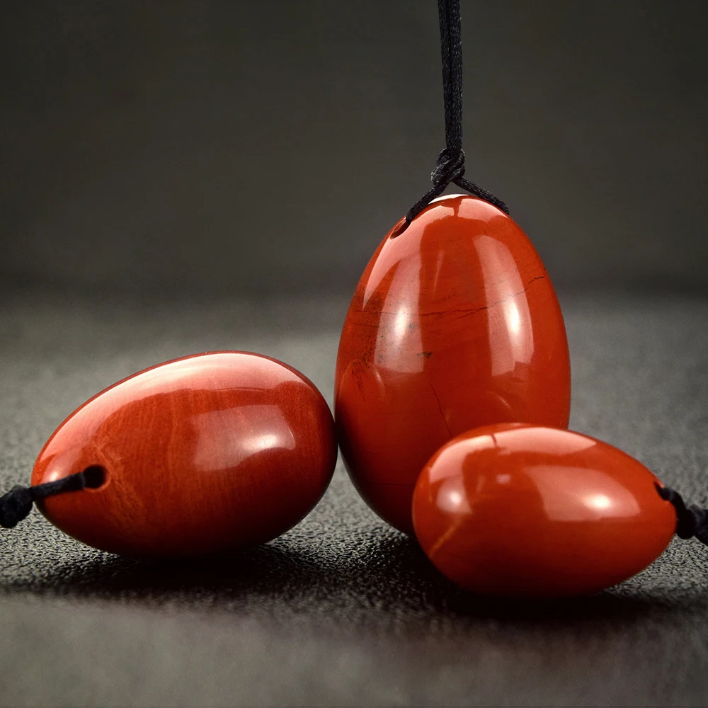 Натуральный Красный яшма яйцо массаж камень сужение Вагинальные мышцы