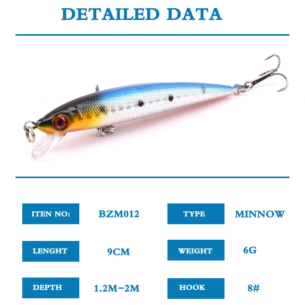 Рыболовная приманка 9 см 6 г Topwater Minnow жесткая японская мини воблеры для ловли