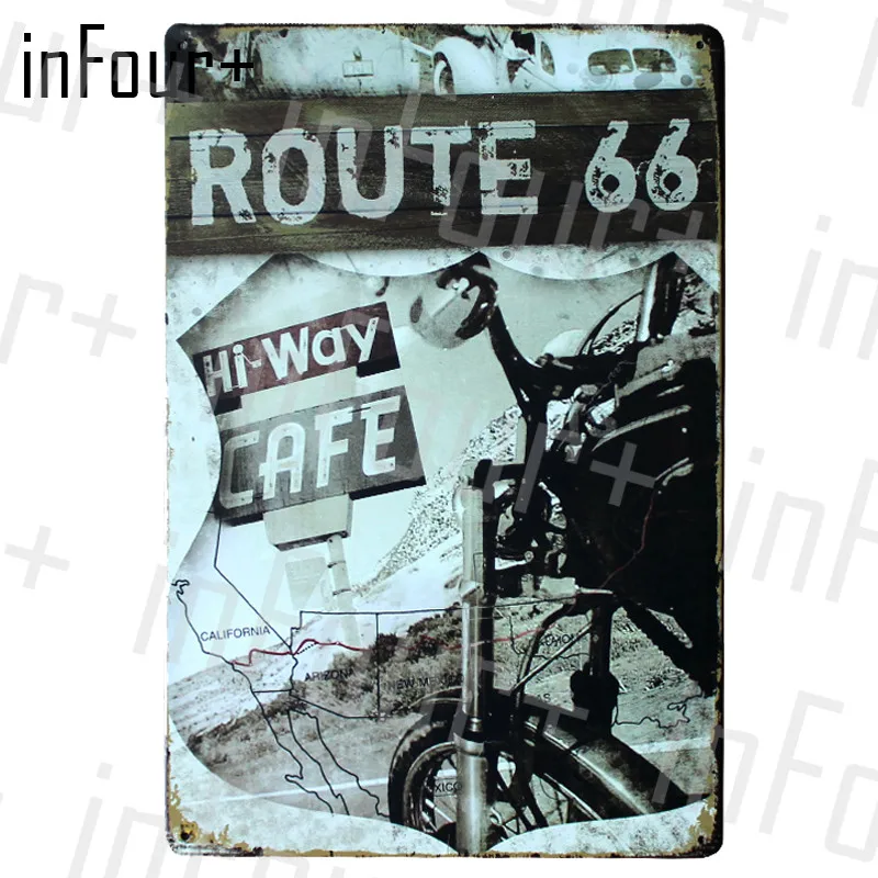 0666 Новинка, Ретро стиль, 66 Route Moto, металлические таблички, домашний бар, украшение, Декор, винтажный оловянный знак, для паба, винтажные декоративные тарелки, металлические настенные художественные - Цвет: 0666