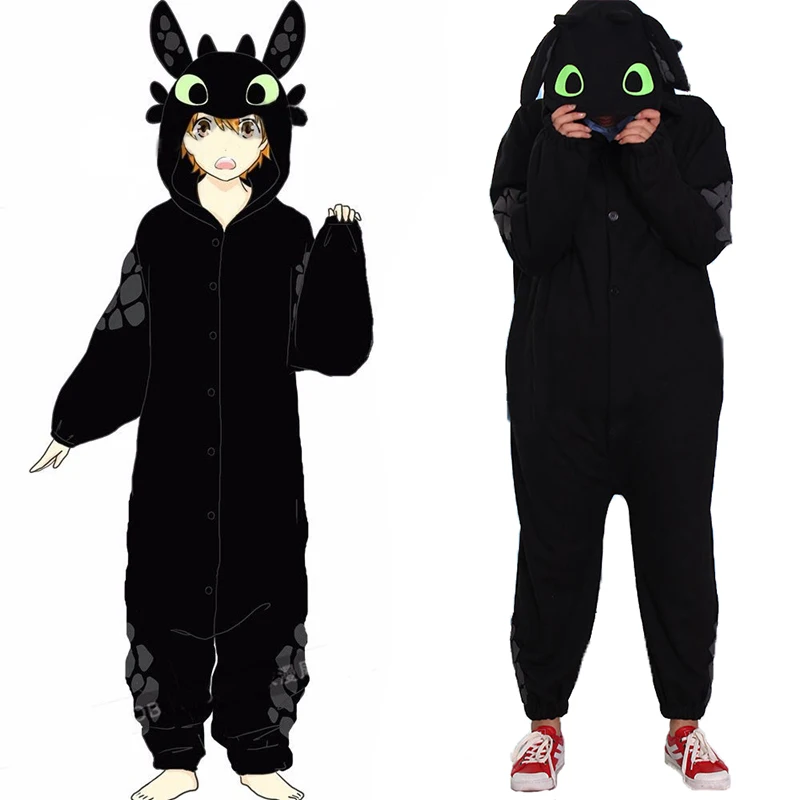 Аниме Как приручить дракона Беззубик унисекс пижамы комбинезон косплей