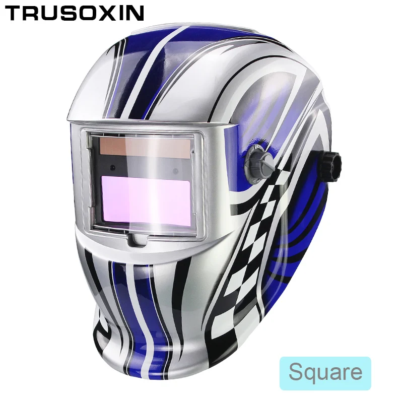 Square Светодиодный светильник DIN9-DIN13 Солнечная Авто Затемнение TIG MMA ZX7 MIG Сварочная маска сварочный шлем сварщик шапка с очками - Цвет: Square
