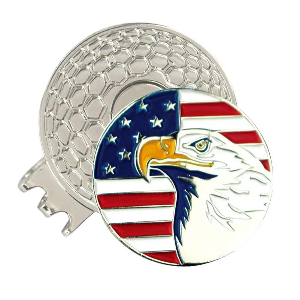 USA eagle PINMEI Набор маркеров для мячей для гольфа с клипсой для гольфа(1 шт. Для колпачка и 1 шт. Для маркера для гольфа) Лучшие аксессуары для игры в гольф для женщин и детей - Цвет: USA eagle
