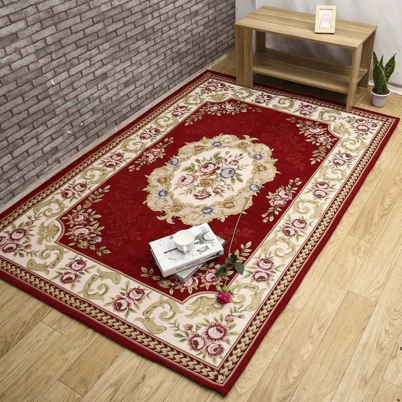 

Luxury European Exquisite Carpet for Living Room Bedroom Floor Door Sofa Mats Floral High-Density Villus Rugs Home Decoration