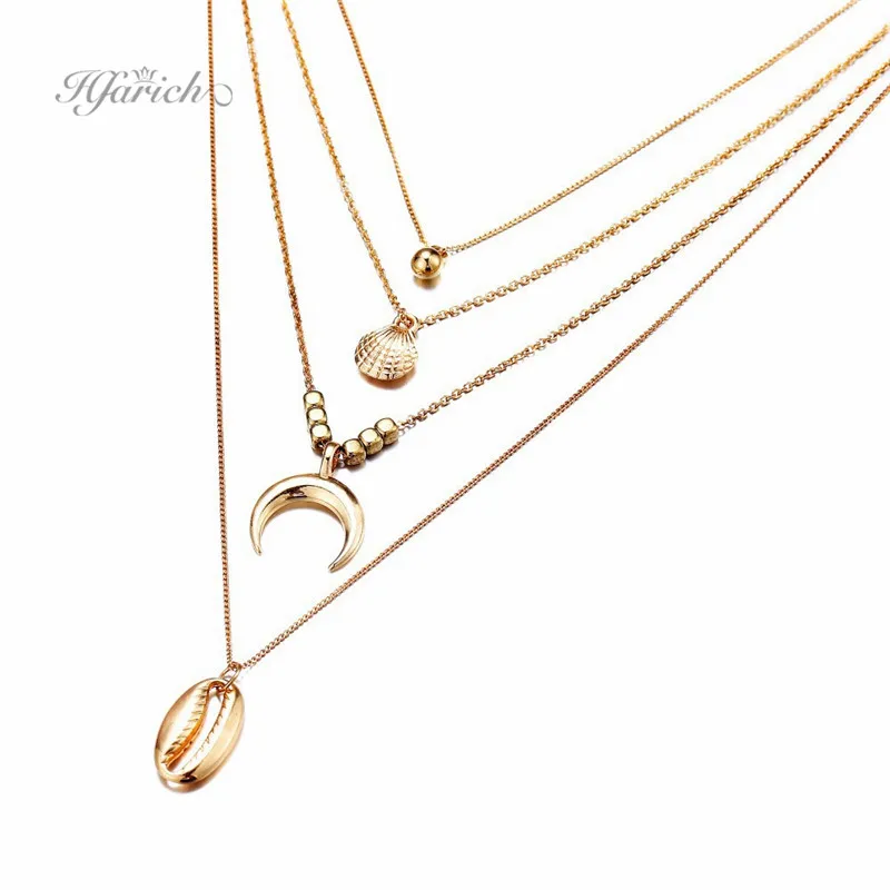 662gg-Necklace Hfarich Новое поступление, летние пляжные украшения, натуральный корпус, ожерелье-чокер для женщин, праздничные украшения - Окраска металла: 662gg-Necklace