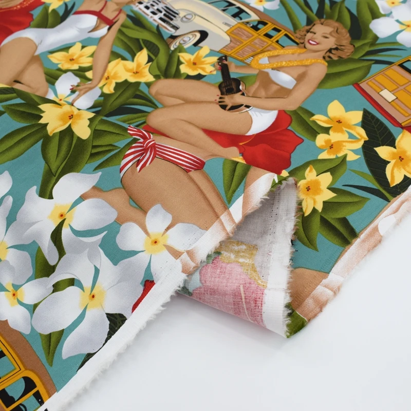 Белый цветок машина Монро реактивная крашеная стрейч хлопковая ткань для