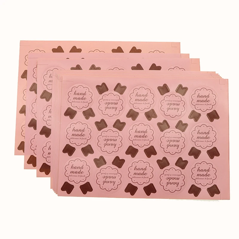 

150pcs / Package Medal Shape Seal Sticker Baking Courier Packaging Sealing Paste Pink Kraft Paper Label Seal Sticker