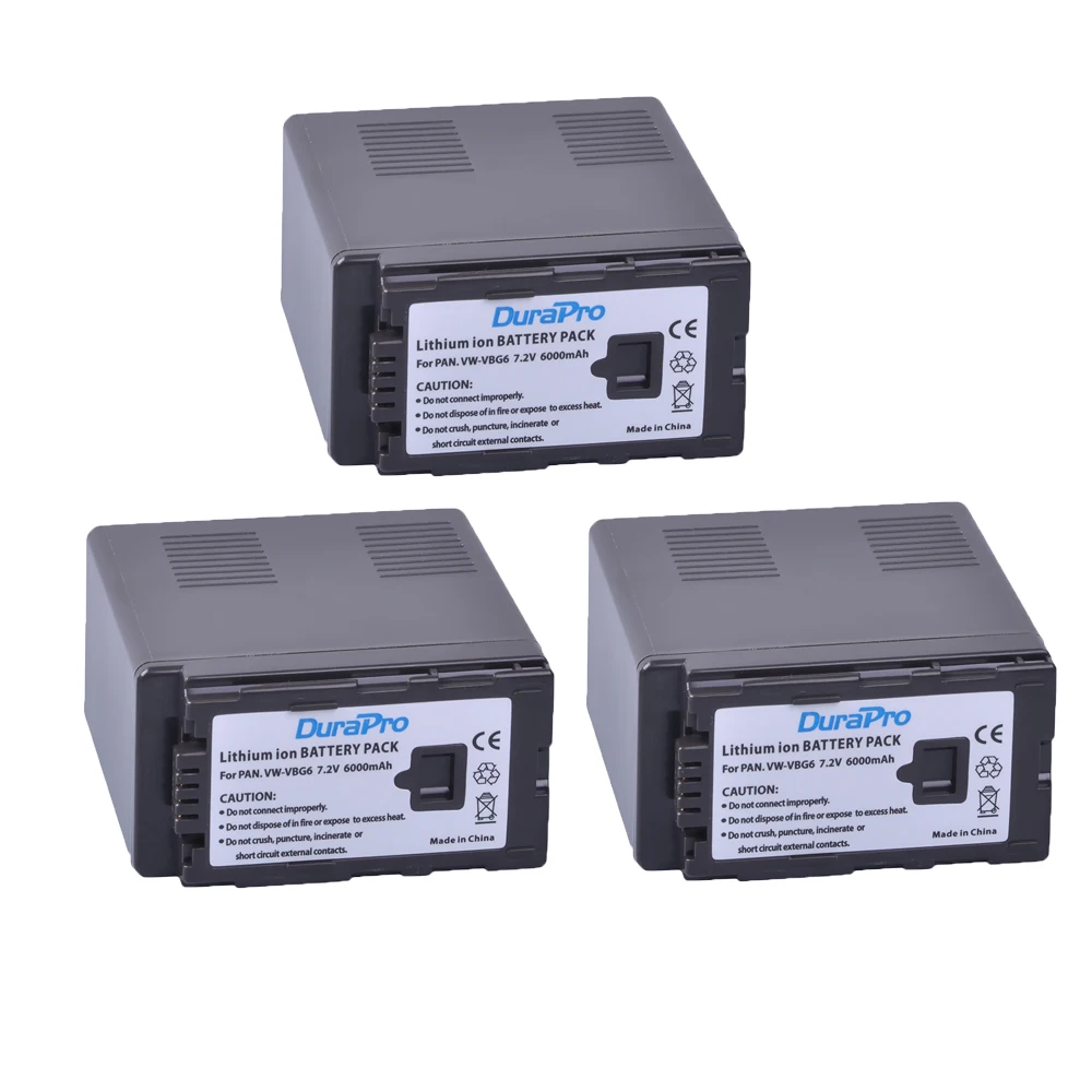 3 x DuraPro 7 2 V 6000Ah фонарь VW VBG6 Аккумулятор для Panasonic фонарь|battery 7|6000 batterybattery for |