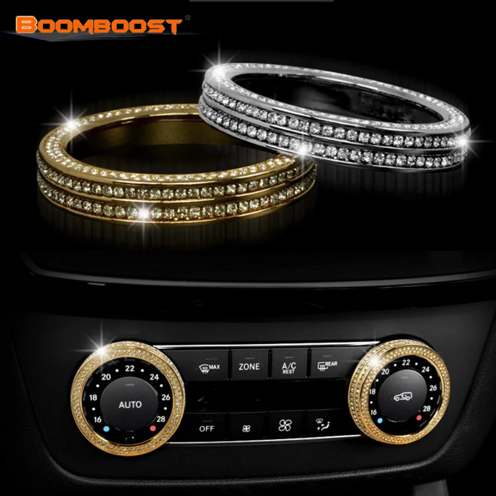 

BOOMBOOST For Benz GLE260 GLK300 CLS GL M GLS SLK SL G silver air conditioning knob rhinestone decoration large circle (2) 2psc