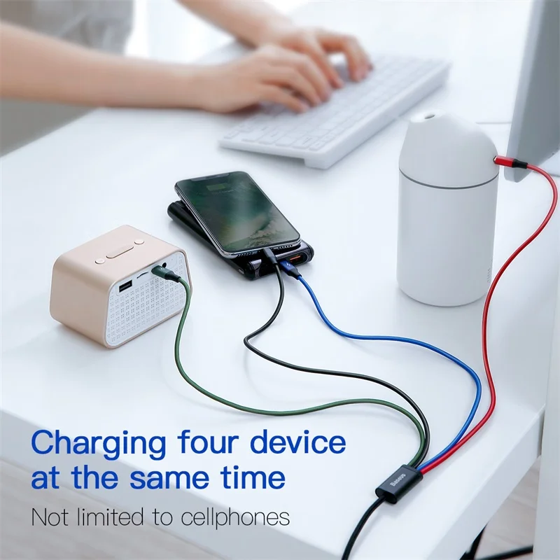 4 в 1 мульти usb кабель для зарядки lightning micro type c iPhone Samsung s9 huawei xiaomi быстрое зарядное