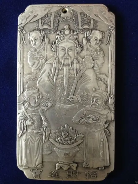Металлическая пластина в виде золотого ружья thanka amulet|amulet tibetamulet silver |