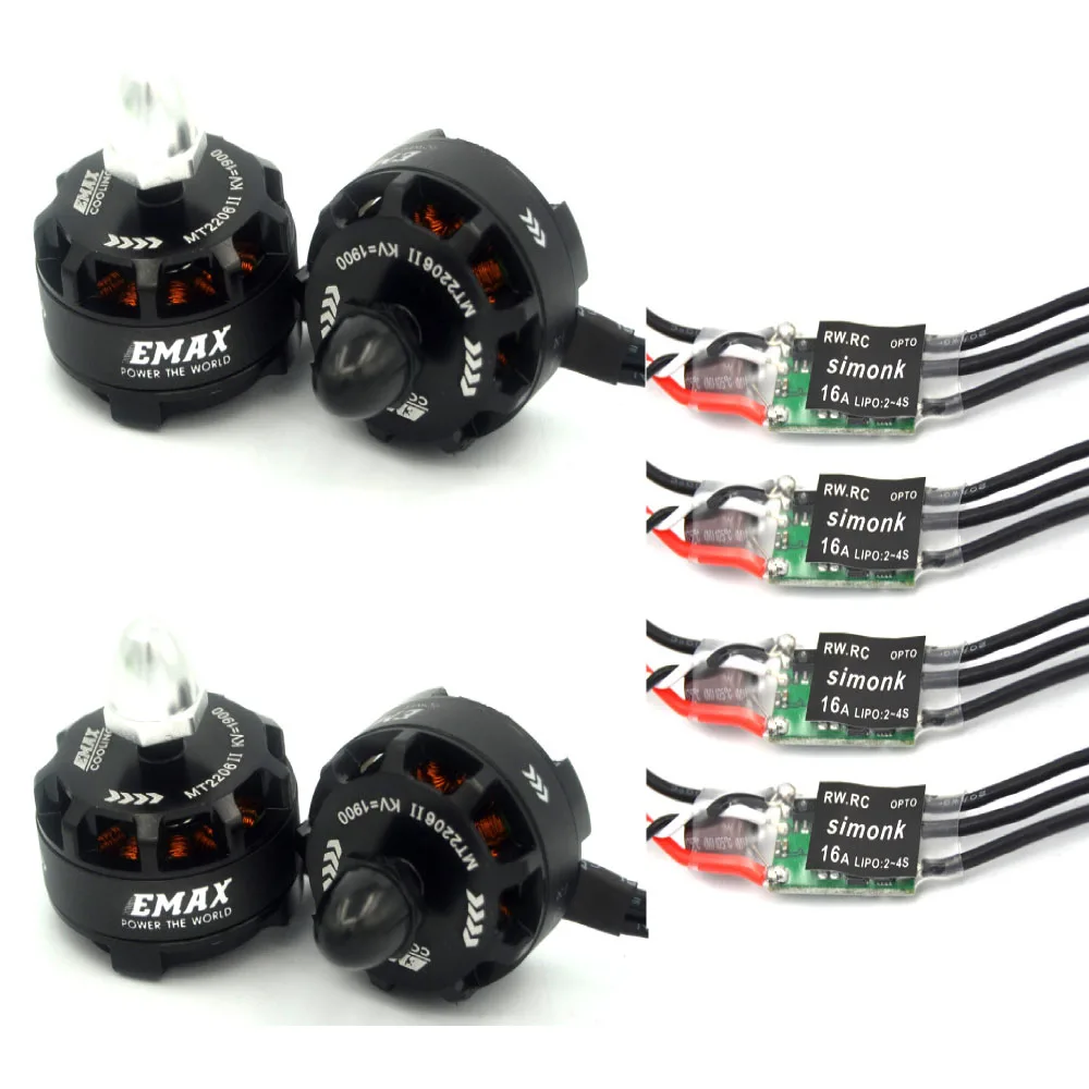 4x бесщеточный двигатель MT2206II 1900KV CW CCW + OPTO Mini SimonK ESC 16A 2-4S для RC самолета | Игрушки и