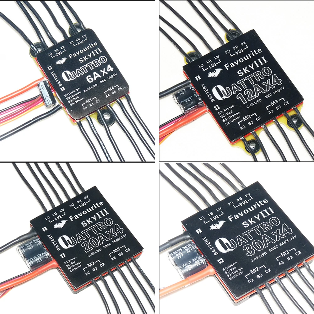 

Worui Goshawk Quattro New 4-In-1 6A/12A/20A/30A 4 in 1 Brushless ESC 5V/3A UBEC For Four Axis Aircraft Airplane Drone Quadcopter