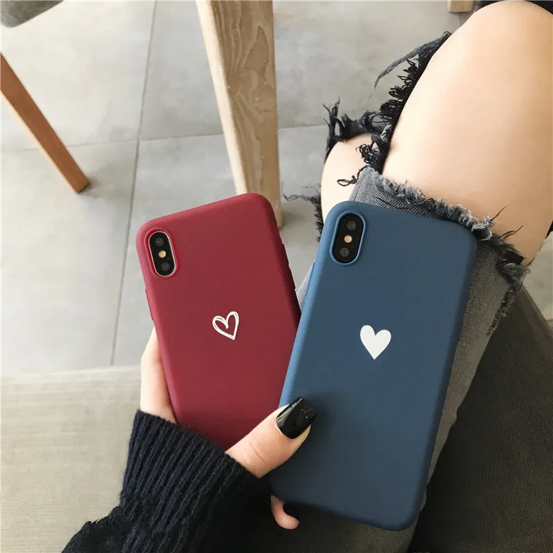 Матовый чехол для телефона iphone X XR XS Max love heart мягкий из ТПУ 6 6s 7 8 plus задняя крышка |