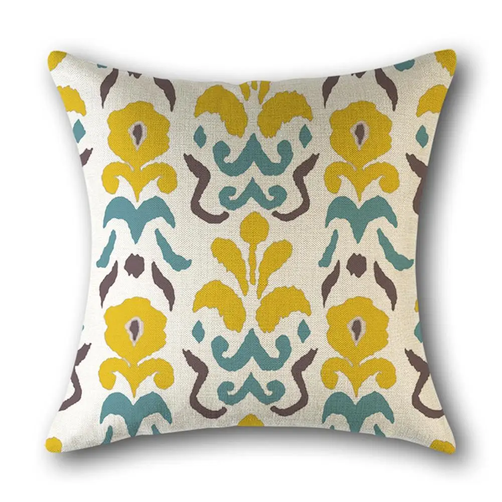 DSstyles современная простая желтая льняная наволочка с геометрическим