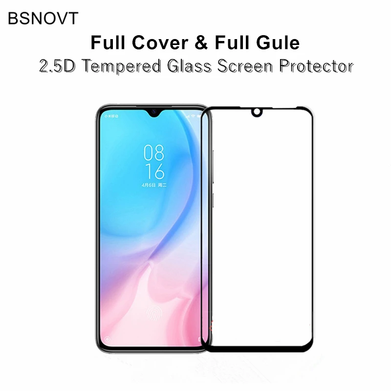 Protector de pantalla para Xiaomi Mi A3 9 Lite 10 Lite, vidrio templado, funda de pegamento completo, pel&iacute;cula protectora de tel&eacute;fono para Mi CC9 CC9e, 2 uds.-0