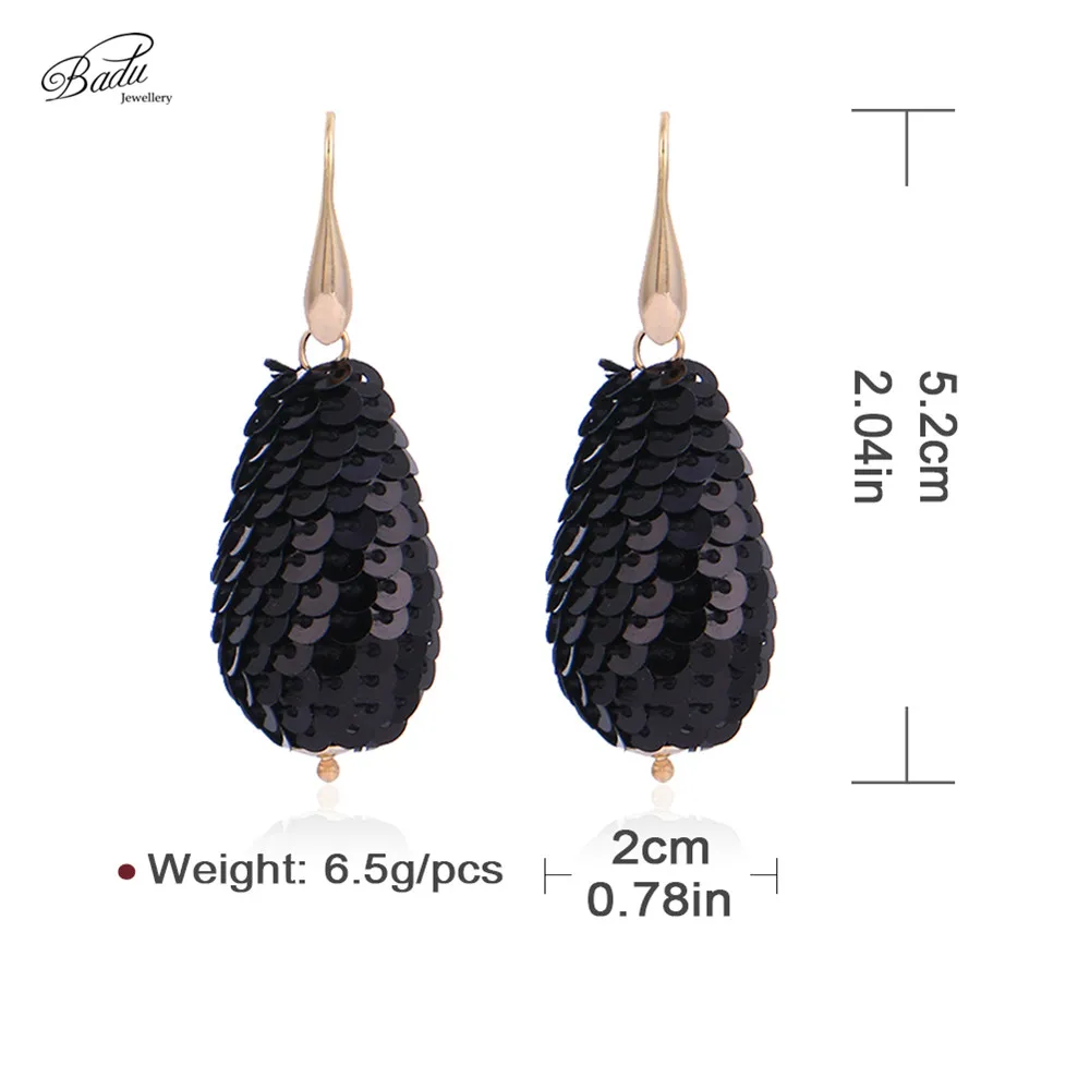 

Badu Black Sequins Earring Wild Vintage Dangle Earrings for Women Geometric Golden Party Jewelry Wholesale