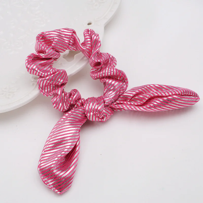 

New arrival 5pcs Fashion women pinstriped Hair bands rabbit's ear hair scrunchies girl's hair Tie Accessories Ponytail Holder